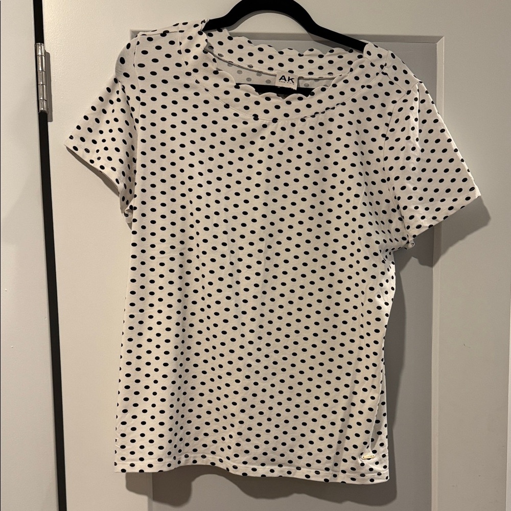 Anne Klein White Top with Black Polka Dots
